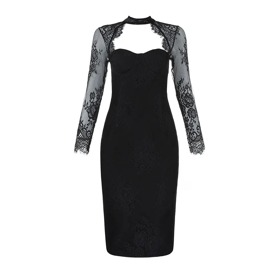 DressBird женское осенне-зимнее облегающее платье с длинным рукавом сексуальное
