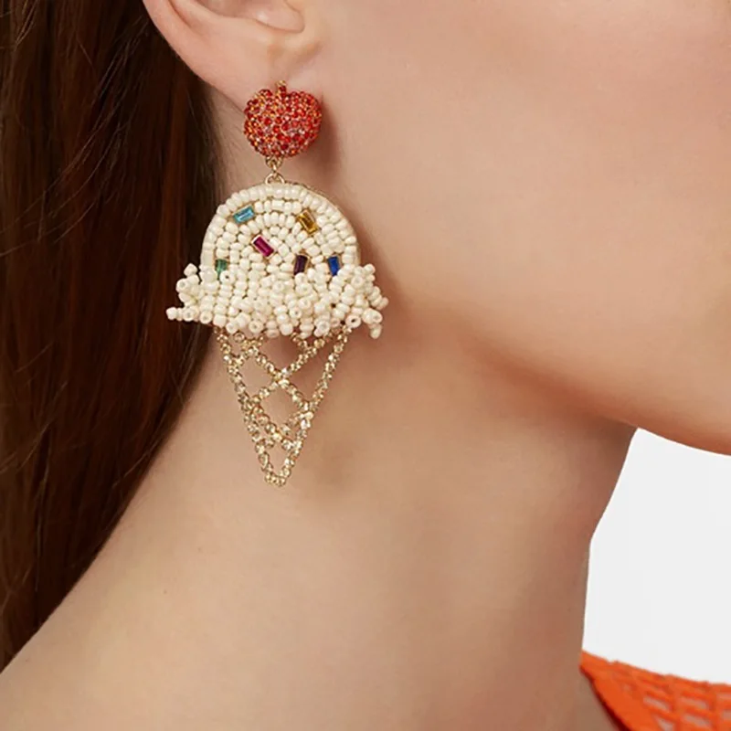 Дизайнерские висячие серьги в форме мороженого женские свадебные подарки милые