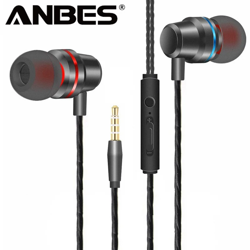 ANBES музыкальные наушники Стерео Игровые вкладыши спортивные с микрофоном для Xiaomi