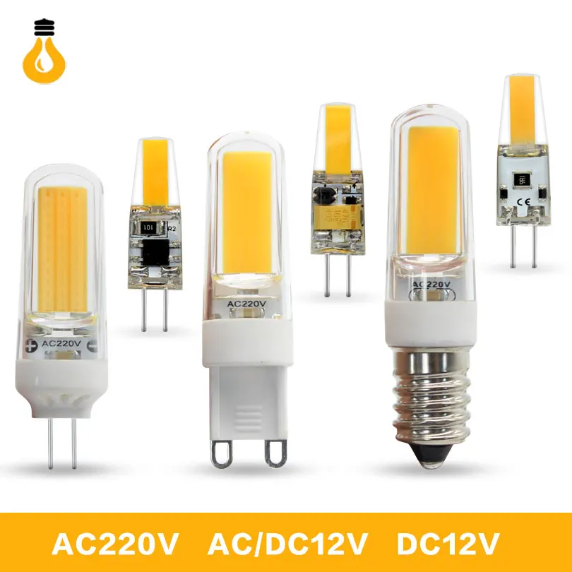 G9 G4 Светодиодная лампа COB 3 Вт 6 DCAC 12 В LED с регулируемой яркостью 360 Угол луча люстра