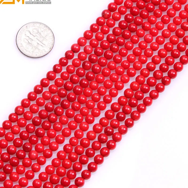 Камень внутри 2 25 мм окрашенные цветные круглые красные коралловые бусины для