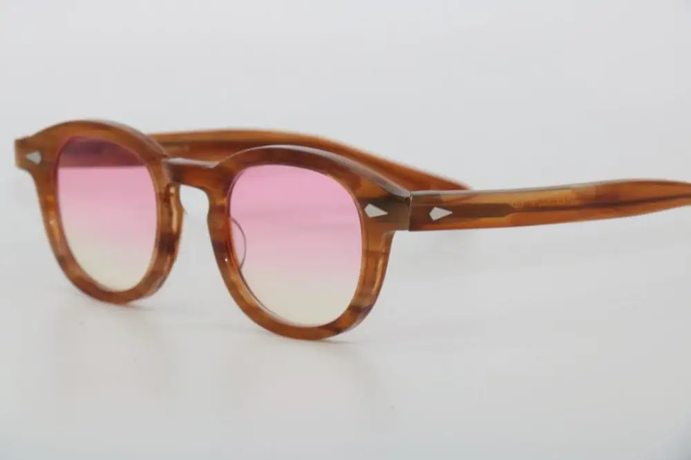 Blonde frame SPEIKE, индивидуальные винтажные градиентные розовые линзы, солнцезащитные очки, Джони Депп, лемтош стиль, ретро очки, могут быть близорукими, солнцезащитные очки - Цвет линз: Blonde frame