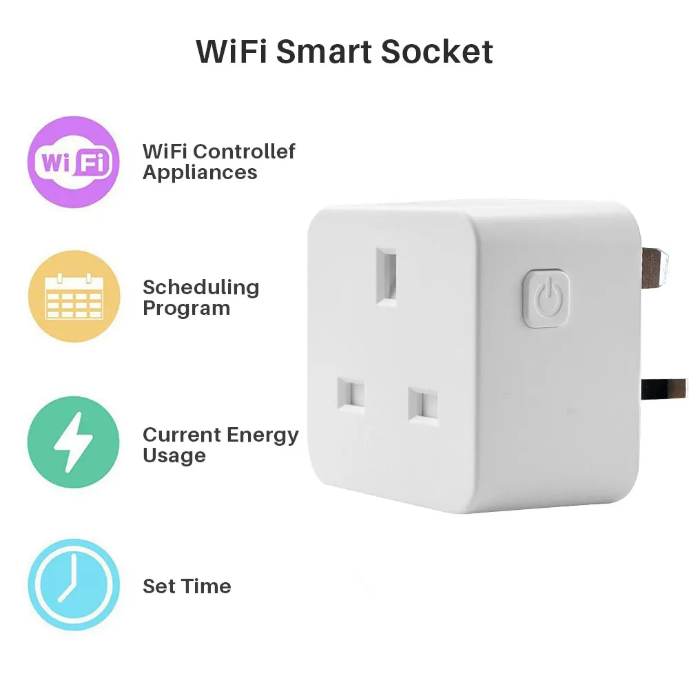 Умная штепсельная вилка стандарта Великобритании Wi Fi умная розетка с таймером 13А
