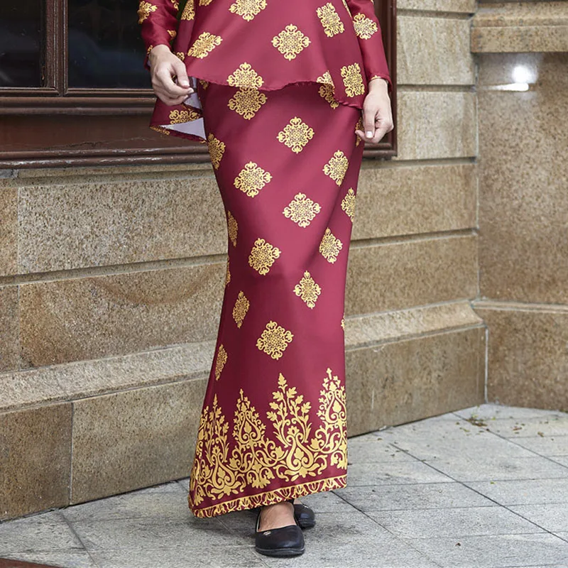 Женское платье с мусульманским принтом Abaya костюм из двух предметов в