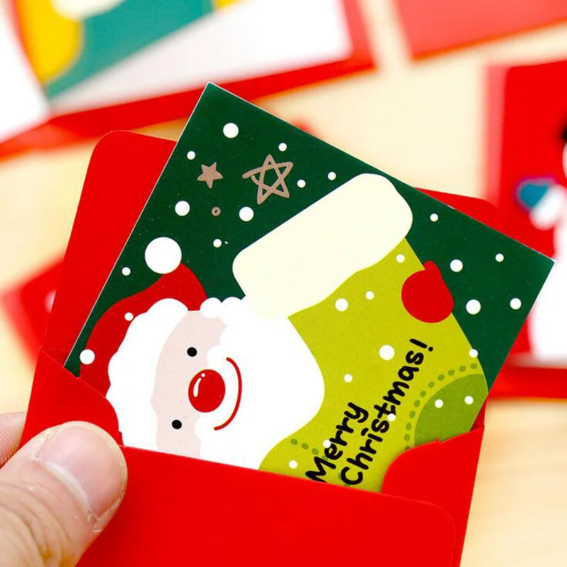 5PCS Merry Christmas Santa Claus Paper Postcard Decoupage Post Greeting Card Message Gift Cards | Канцтовары для офиса и дома