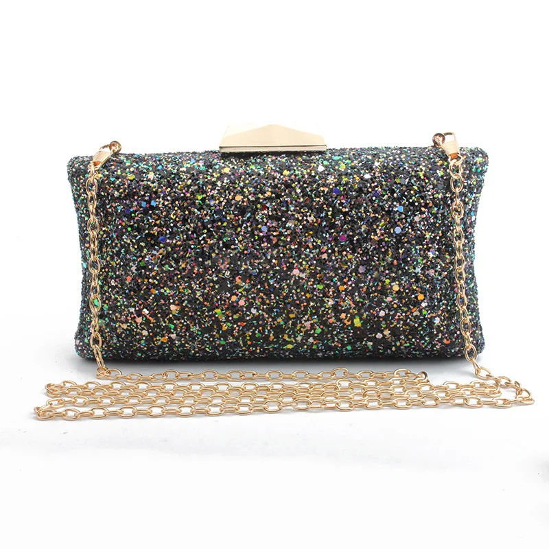 New arrival shiny Sequins clutch evening bag handbag for women party with chain shoulder crossbody wedding mini purse | Багаж и сумки
