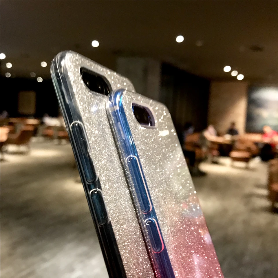 Glitter Gradient Silicone TPU Cover Honor 10 9 8 8X 7X Y6 Prime Y7 Y9 2018 Case Mate 20 Pro X P30 P20 Lite P10 Phone Cases |
