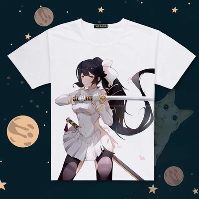 Горячая игра Azur Лэйн печать Atago футболка с короткими рукавами o-образным вырезом IJN Niizuki футболка крутые футболки летние топы - Цвет: 09