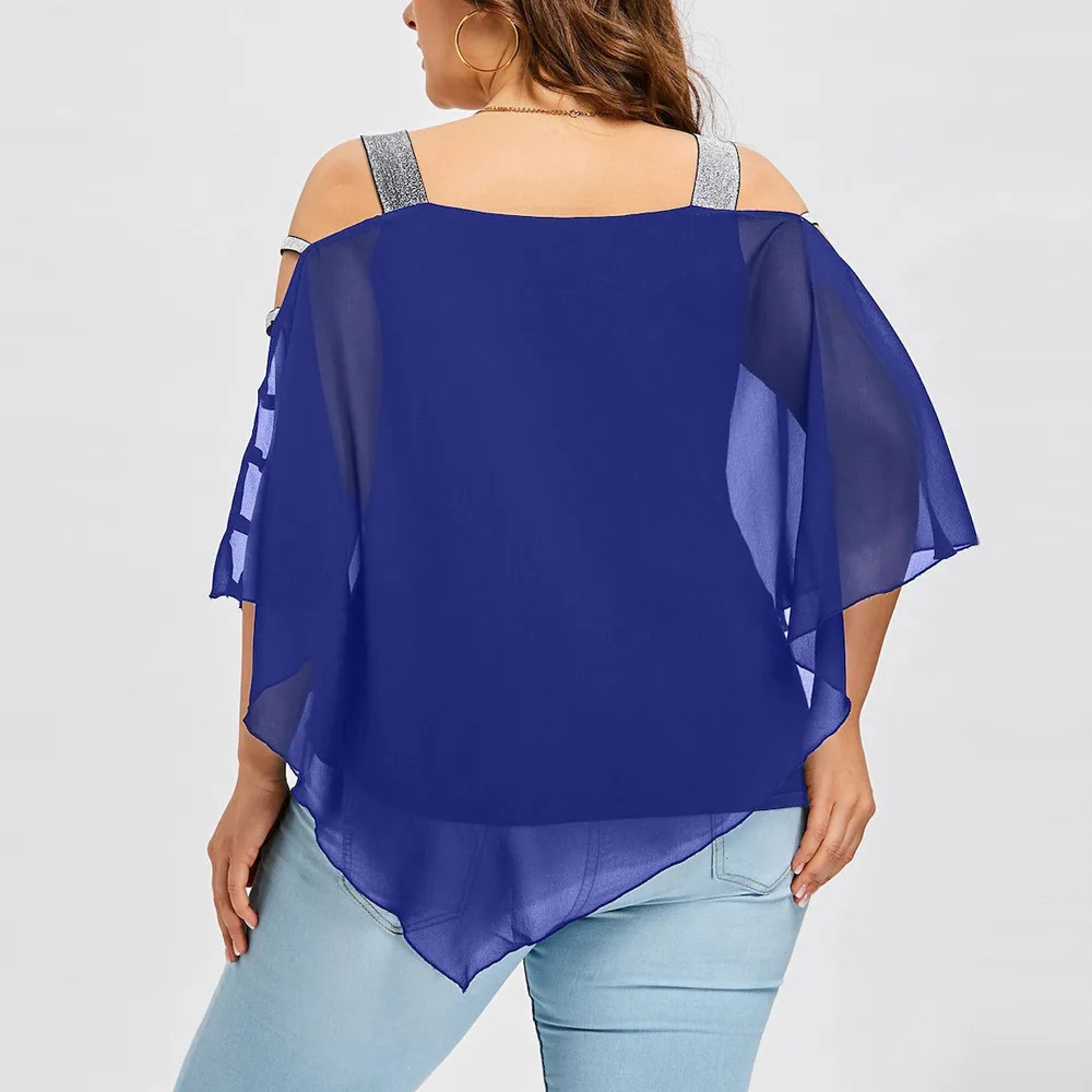 Сексуальная женская блузка, модная, размера плюс, 5 XL, лестничная огранка, асимметричная, без бретелек, топы, большого размера, без бретелек, майка, женская C25