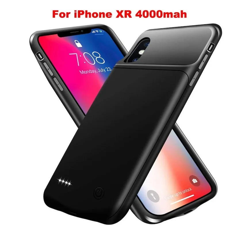 Black XR Ext power, новинка 3200/4000 мАч, портативный Мягкий силиконовый чехол для зарядного устройства для Iphone X, XR, XS, MAX, внешний аккумулятор, чехол для зарядки - Цвет: Black XR