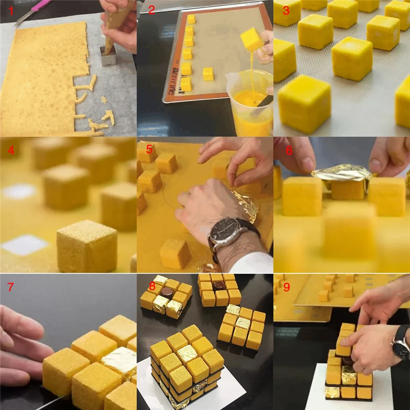 Креативная форма кубика Рубика, форма для торта, 3D металлический вращающийся мусс, форма для выпечки торта, форма для десерта, формы для выпечки торта, кухонный инструмент для выпечки кондитерских изделий
