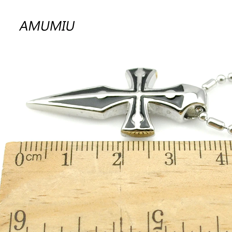 Мужские Подвески AMUMIU в стиле хип хоп из нержавеющей стали Thunder Crucifix Cross трендовая
