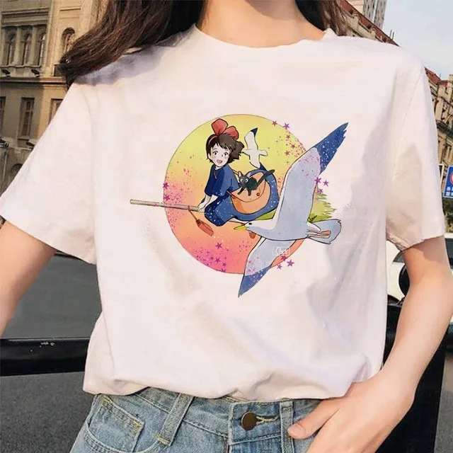 Футболка Totoro Spirit Out Хаяо Миядзаки из мультфильма Studio Ghibli femme женская футболка с японским аниме, женская одежда с аниме - Цвет: 1