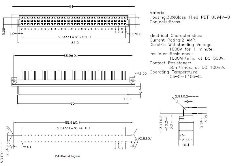 364 DIN41612 DIN разъем 710-3100-1364-R 2*32P 64PIN женские Угловые булавки европейская розетка 9001-14641coola NEXTRON OUPIN