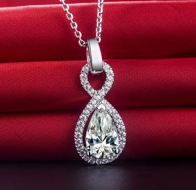 Женский комплект из колье и серёг серебра 925 пробы|tear pendant|tears necklace |