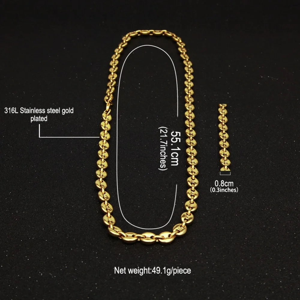 THE BLING KING 8 мм пыхтел Mariner Звено Цепи и браслет набор позолоченный посеребренный хип-хоп, панк украшения для мужчин 22,5 см и 55 см