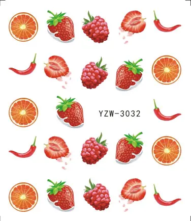YWK 2021 зеленый киви лист фрукты вода слайдер наклейки для ногтей фантазия DIY Декор