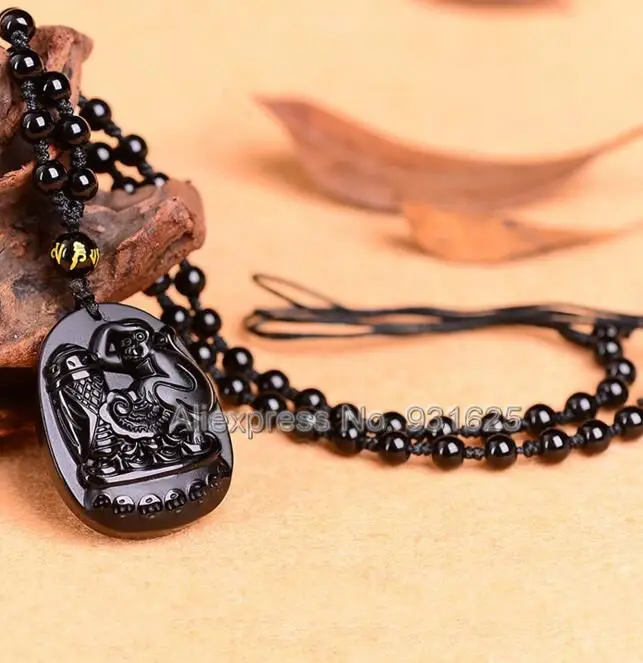 Красивый натуральный черный Обсидиан Резной Цикада обезьяна Лаки Китайский с