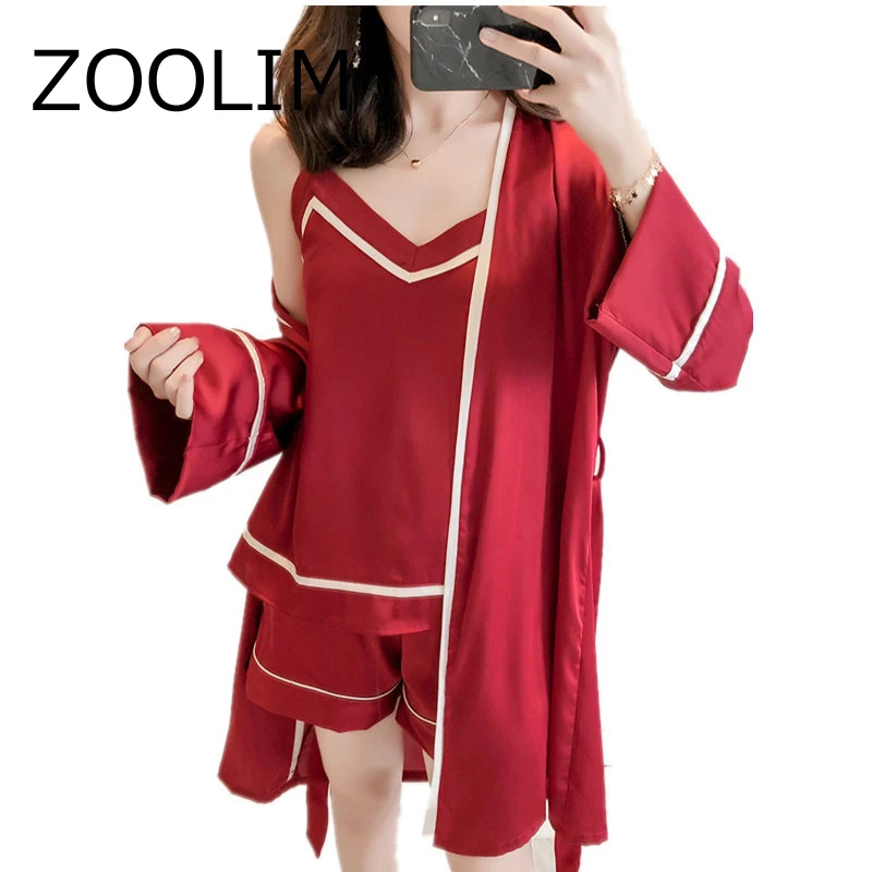 Пижама женская ZOOLIM пижамный комплект из 3 предметов с Сатиновыми шортами на