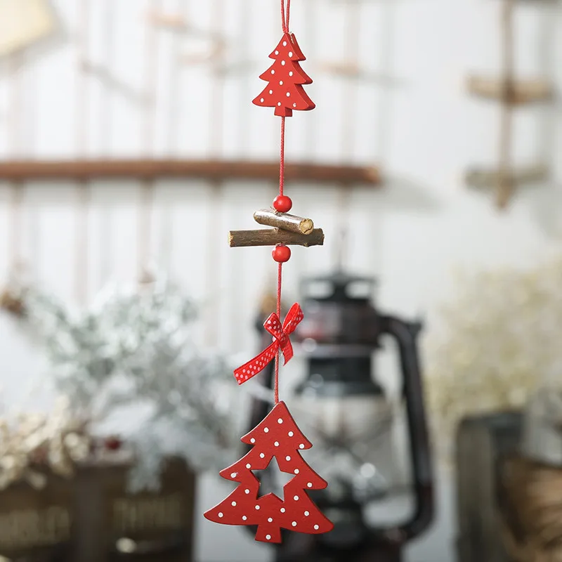 red dot tree Рождественские украшения для дома дерево снежинка Ангел Кулон украшения безделушка ручной работы деревянные Kerst год подарки Navidad - Цвет: red dot tree