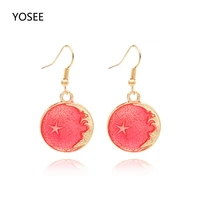 yosee fashion jewelry new korean drop crystal long earrings fashion accessories star and moon earrings