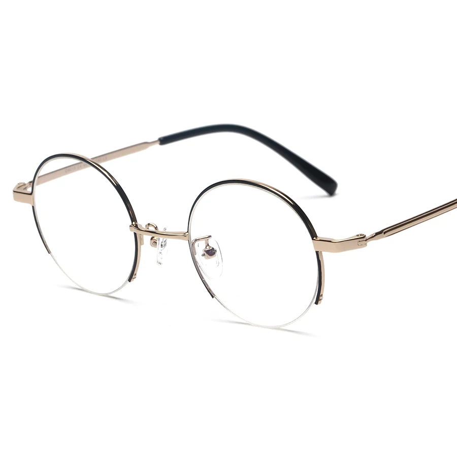 2017 круглый мужские очки кадр прозрачными стеклами женские золотые очках Ретро