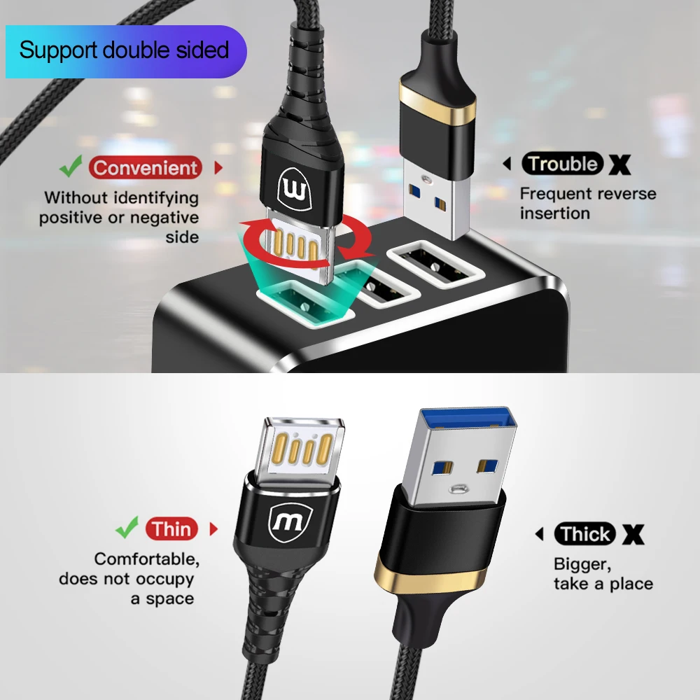 Marjay Reversible 3A Fast mi cro usb type C кабель для samsung S9 Oneplus 6 t быстрой зарядки мобильного