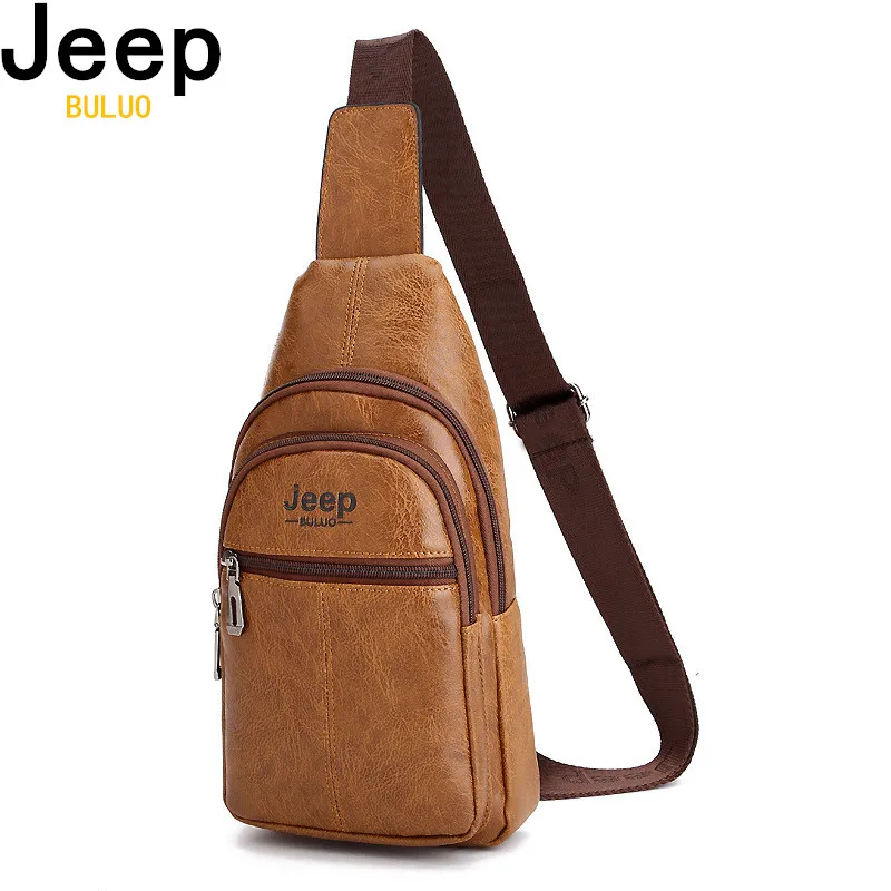 JEEP BULUO мужские слинг-сумки мужские кожаные сумки для колледжа на груди Corssbody летние дорожные сумки на плечо мужские дропшиппинг