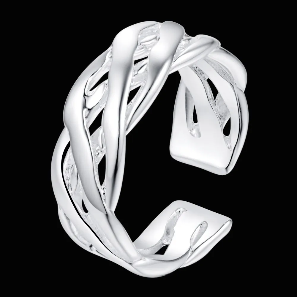 Простое модное регулируемое кольцо с покрытием из серебра 925 пробы оптовая