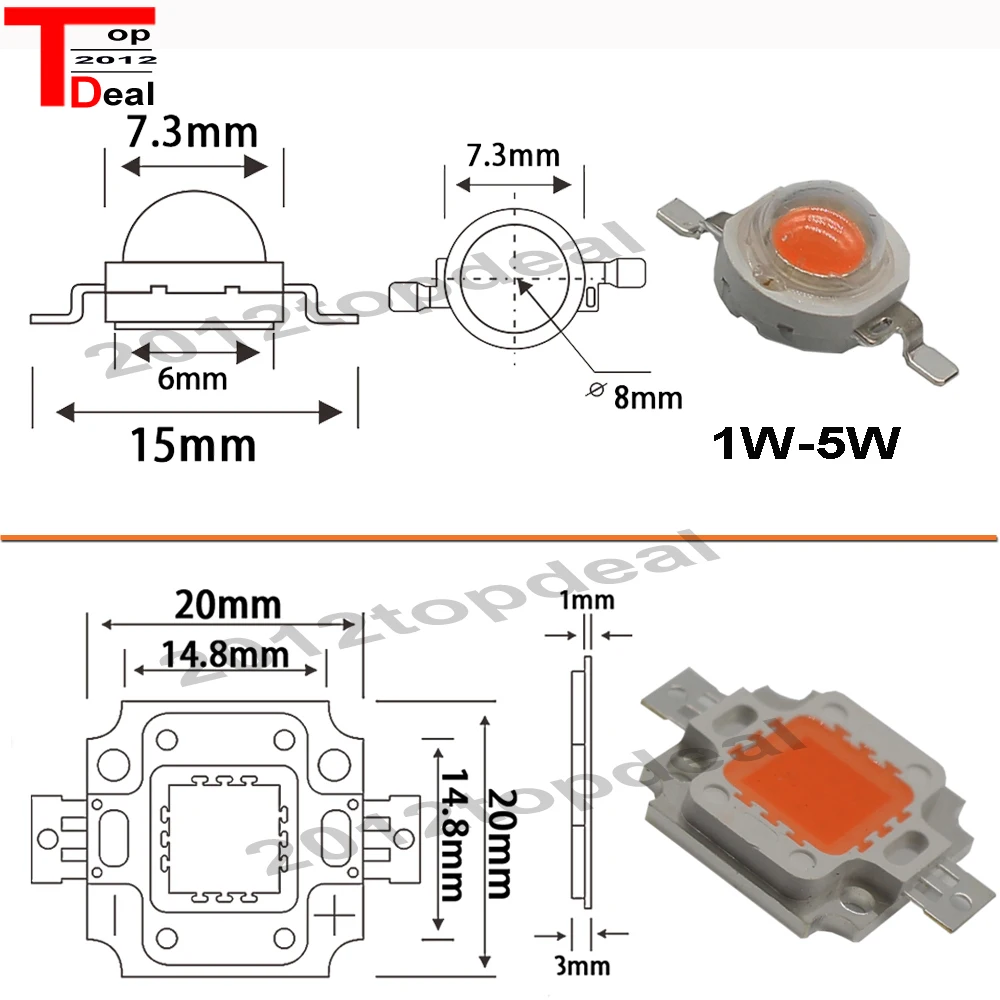 Светодиодный чип полного спектра CHTPON высокой мощности 1 Вт 3 5 10 20 30 50 100 нм