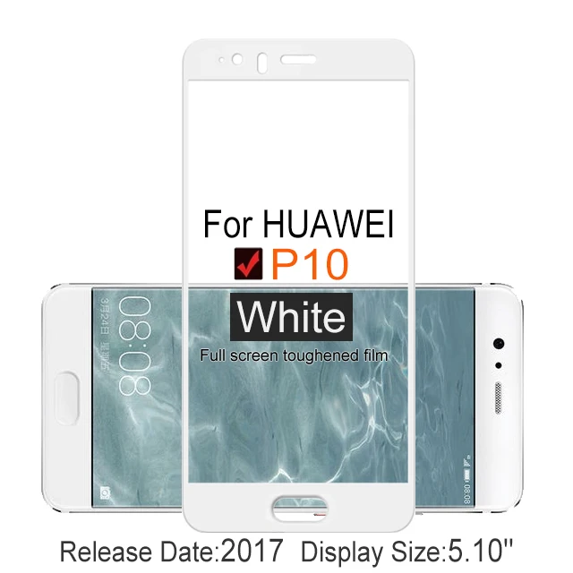 Huawei P10 White 2 шт полное покрытие экрана протектор Закаленное стекло для huawei P10 5,1" 9 H Защитное стекло для P 10 p10 VTR L09 L10 L29 пленочный чехол - Цвет: Huawei P10 White