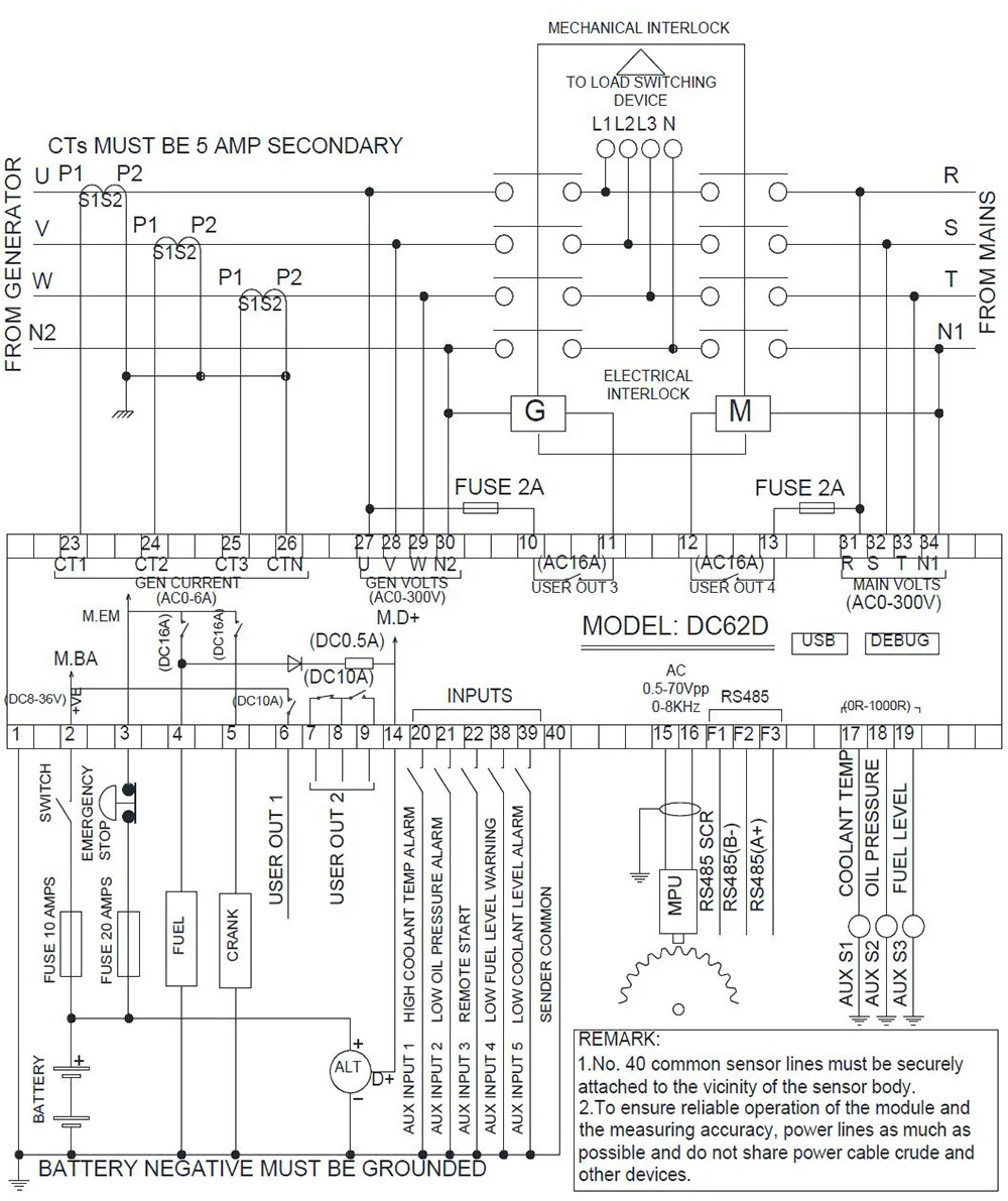 DC60D/DC62D контроллер генераторной установки для мониторинга параметров дизельной/бензиновой/газовой генераторной установки с 4," ЖК-экраном