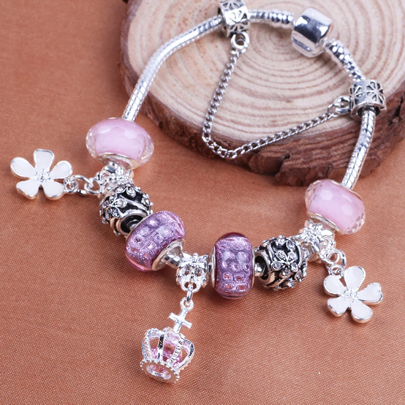 AIFEILI 2018 модные браслеты серебряного цвета с подвеской в виде цветка подвески