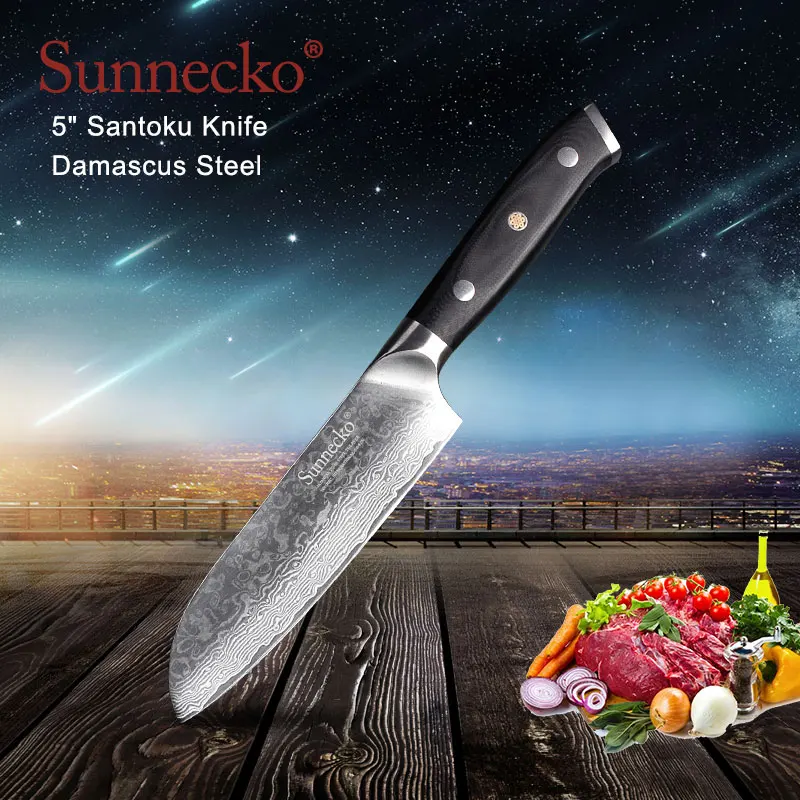 Кухонный нож сантоку SUNNECKO VG10 японские острые кухонные предметы 5 дюймов из