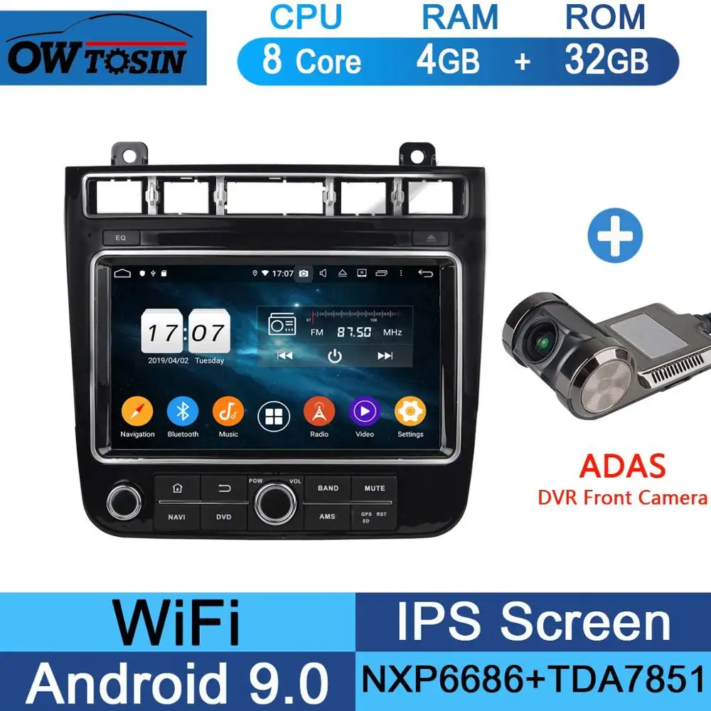 1920*1080 " ips 8 Core 4G+ 64G Android 9,0 Автомобильный мультимедийный плеер для VW Volkswagen Touareg gps Радио DSP Parrot BT - Цвет: 32G Adas Camera