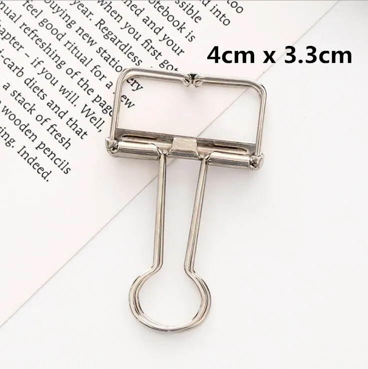 4cm x 3.3cm silver 5 шт. креативный Корейский Металлический Зажим Для Бумаги Закладка скрепка для бумаг зажим для Bullet Journal фото сообщение билета документ биндеры канцелярские - Цвет: 4cm x 3.3cm silver
