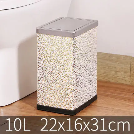 Gold Carve 10L Мусорная корзина из нержавеющей стали, 10 литров/2,6 галлонов, мусорная корзина для дома, ванной, кухни, отеля - Цвет: Gold Carve 10L
