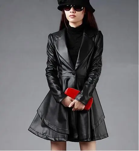 Кожаная куртка пальто 2016 модная простая искусственная кожа большой меховой