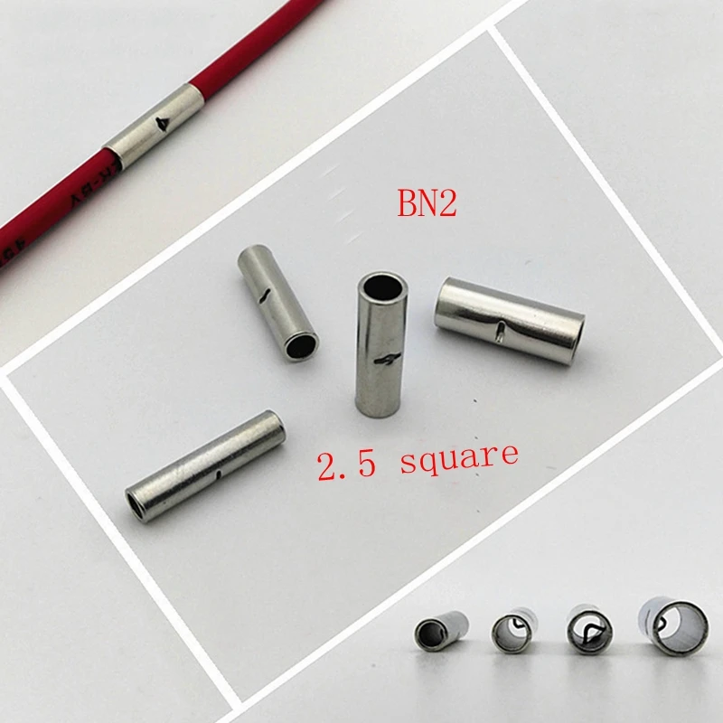 

500pcs BN2 wire connecting pipe 2.5 square copper tinning junction terminal wire pressure pipe take over pipe