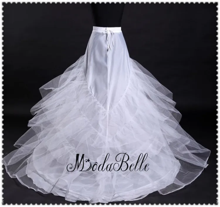 3-layer петтикота кринолайн 2 обруч поезд юбка Jupons де марьяж одеяние высокое