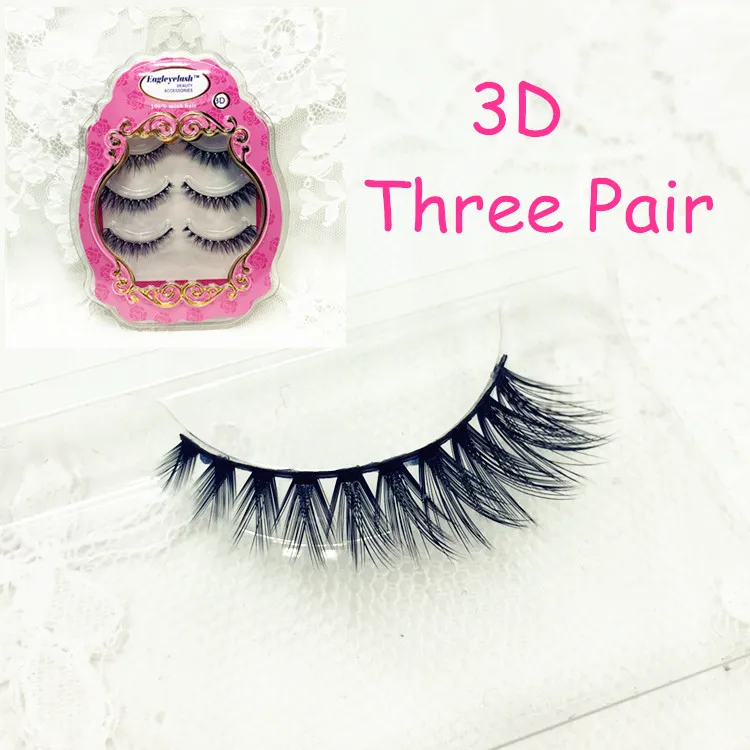 

Free shipping 3pcs/lot 100% handmade real mink fur false eyelash 3D05 strip mink lashes thick fake faux eyelashes Makeup beauty