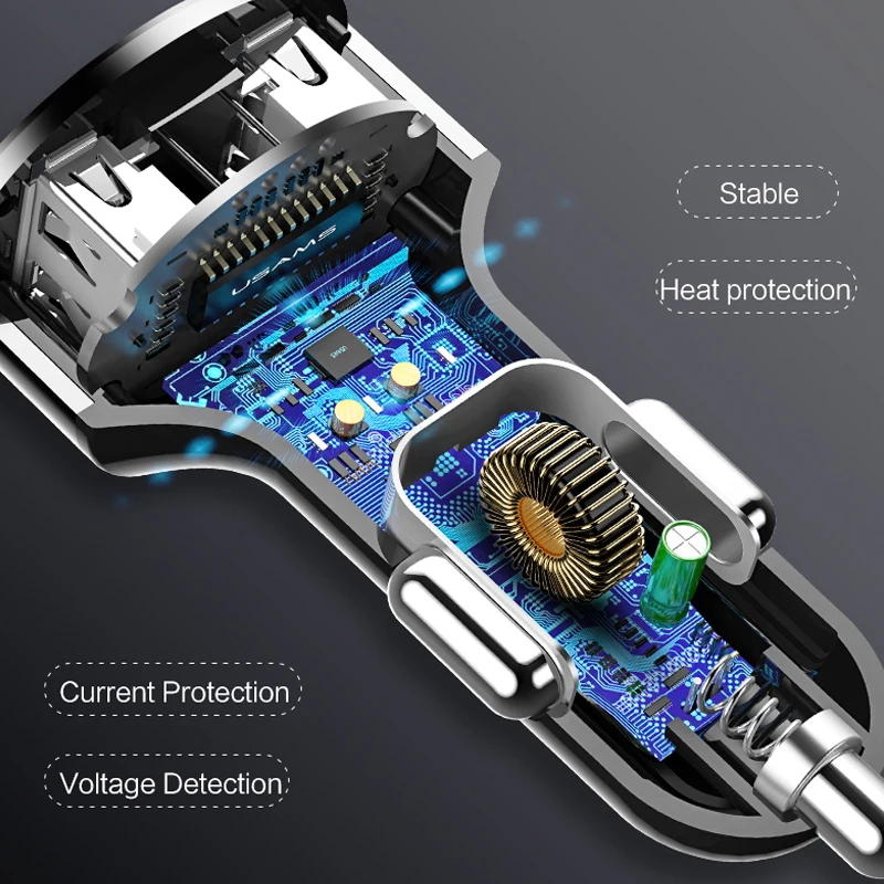 Автомобильное зарядное устройство USAM двойное автомобильное usb-устройство для