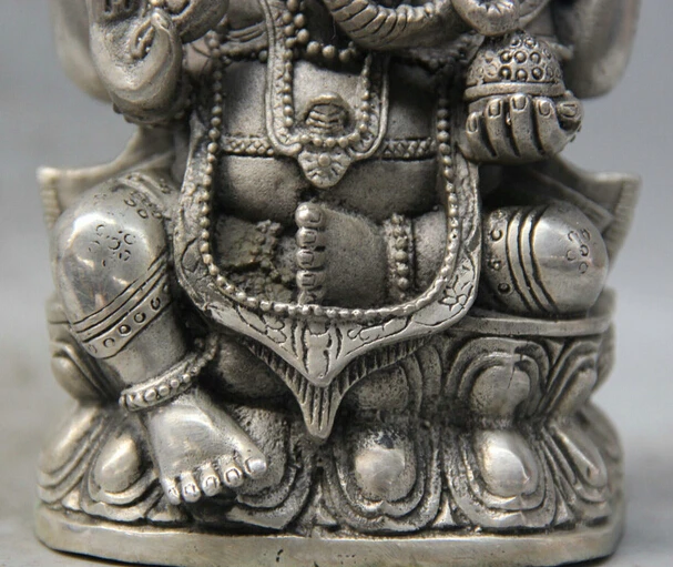 6 &quotТибет Тибетский Серебро Ганеш Господь Ганеша слон Бог статуя Будды
