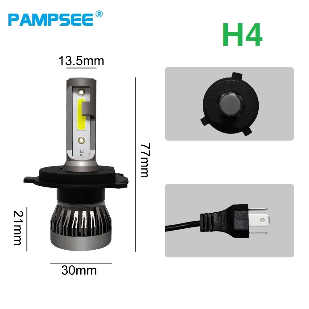 PAMPSEE 8000лм мини H4 светодиодные лампы для автомобильных фар 60 Вт H7 LED H1 H9 H11 9005 HB3 9006 HB4