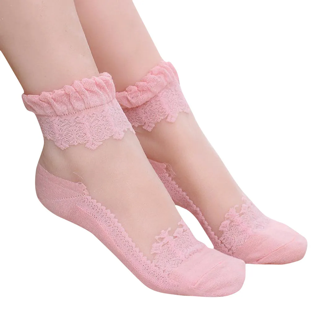 Womail модные однотонные элегантные женские кружевные прозрачные чулки M301214 1