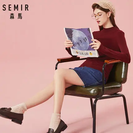 SEMIR, женский свитер,, зимние топы, водолазка, свитер для женщин, тонкий пуловер, джемпер, вязаный свитер, женская одежда - Цвет: claret