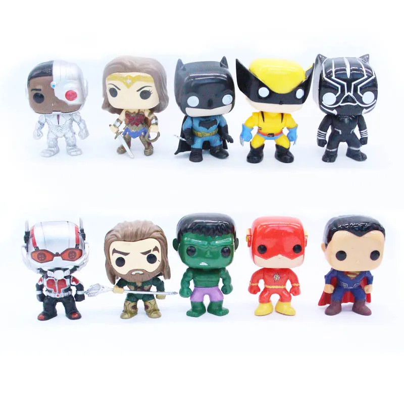 04 10 шт./компл. DC лига справедливости и с принтами "Marvel", "мстители", "супергерой" аквамэн 10 см модель виниловые рождественские фигурки куклы игрушки для Детский подарок - Цвет: 04