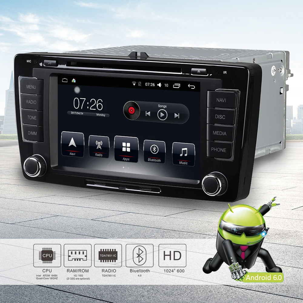 Автомобильный dvd-плеер стерео радио Android 7 1 Bluetooth &quotсенсорный экран 2 Din 64 бит