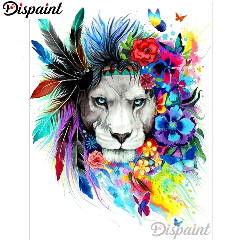 

Dispaint Square/Round Drill 5D DIY Diamond Painting "Colored lion" Embroidery Cross Stitch Full Rhinestone Decor A10435