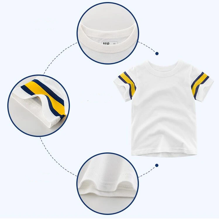 Новинка лета 2019 детская одежда хлопковая белая футболка с короткими рукавами